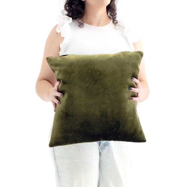 Olive Green Textured Velvet Cushion Cover - image 1