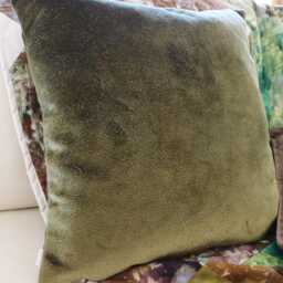Olive Green Textured Velvet Cushion Cover - thumbnail 3