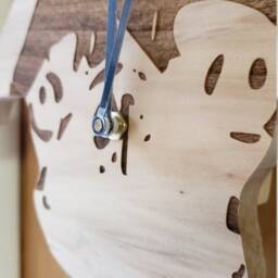 Custom Clock With Swinging Pendulum - Wooden Pug & Crossbones Dog, Cat, Or Mermaid Tail Personalized Engraved Image Unique Gift - thumbnail 3