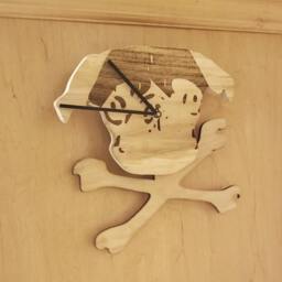 Custom Clock With Swinging Pendulum - Wooden Pug & Crossbones Dog, Cat, Or Mermaid Tail Personalized Engraved Image Unique Gift