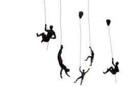 Set Of 5 Climbing Figurines Nail-Caps Included 5x Climber Figures Hanging On Wire Rope Wall Art Hanging - thumbnail 1