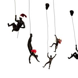 Set Of 5 Climbing Figurines Nail-Caps Included 5x Climber Figures Hanging On Wire Rope Wall Art Hanging - thumbnail 3