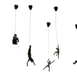 Set Of 5 Climbing Figurines Nail-Caps Included 5x Climber Figures Hanging On Wire Rope Wall Art Hanging - thumbnail 2