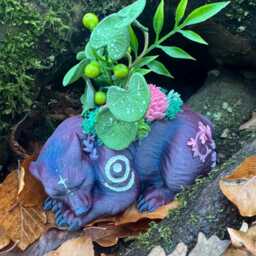 Dreaming Bear Druid Sparkly Plum With Succulents 14cm X 10cm - thumbnail 4