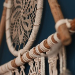 Triangle Macrame Dream Catcher, Crochet Doily Wall Hanging - thumbnail 4