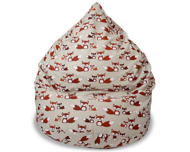 Fox Print Linen Bean Bag Chair Cover With Insert Eco-Friendly Kids Seating - No Filling - image 1