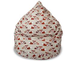 Red Fox Print Linen Bean Bag Chair Cover With Inner Liner Montessori Seat