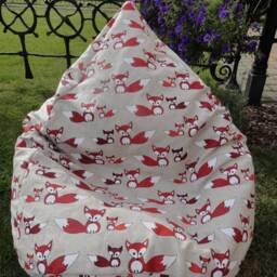 Fox Print Linen Bean Bag Chair Cover With Insert Eco-Friendly Kids Seating - No Filling - thumbnail 2