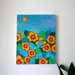 Textured Primrose Floral Painting, Gallery Wall Art, 8x10 - thumbnail 2