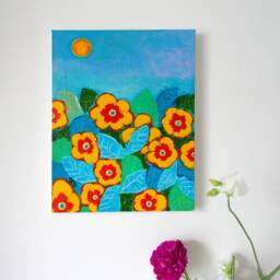 Textured Primrose Floral Painting, Gallery Wall Art, 8x10 - thumbnail 1