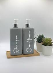 Personalised Grey Square Soap Dispenser Bottle With White/Silver Pump 250Ml & 500Ml - thumbnail 1