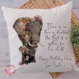 Elephant Cushion, Pillow, Girl Elephant, Gift, Gift For Mum, Lover, Her, Floral - thumbnail 2