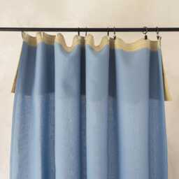 Linen Cafe Curtain With Valance, Color Block Kitchen Curtains, Custom Sink Skirt - thumbnail 3