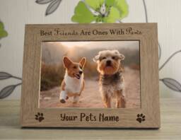 Best Friends Are Ones With Paws Cat Dog Pet Personalised Engraved Wooden Photo Frame N1 Keepsake Gift Memorial - thumbnail 1