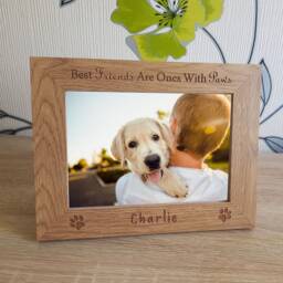 Best Friends Are Ones With Paws Cat Dog Pet Personalised Engraved Wooden Photo Frame N1 Keepsake Gift Memorial - thumbnail 2