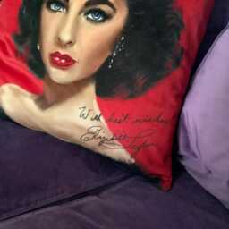 Elizabeth Taylor Velvet Cushion Cover Handmade Hollywood Diva Decor - thumbnail 2