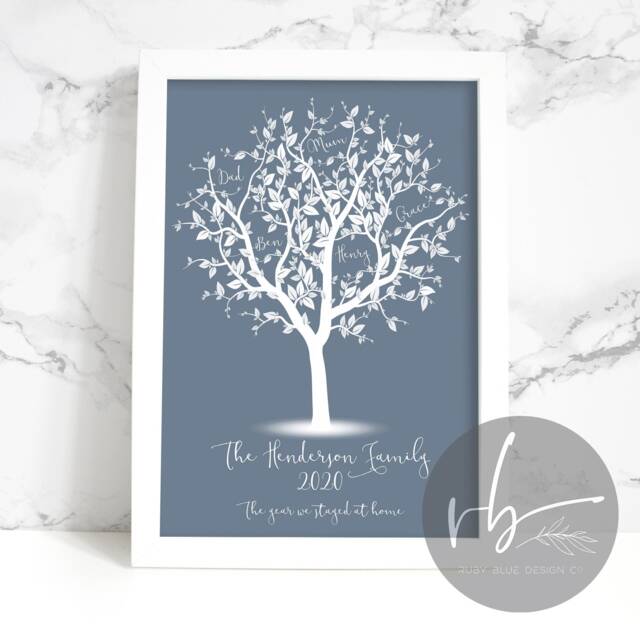 Family Tree Personalised Print, Family Tree, Keepsake, New Home Gift, Couple Engagement Print Framed - image 1