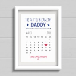 Father's Day Gift For Dad. Personalised Print From Son Or Daughter. The Day You Became My Daddy With Calendar Month. Birthday Present Father - thumbnail 1