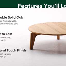 Handcrafted Solid Oak Round Coffee Table - Scandi Modern Design - thumbnail 3