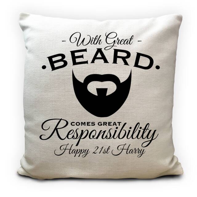 Personalised Beard Cushion Cover - Man Gift For Him With Great Phrase High Quality Heavy Material Home Decor 40cm 16 Inches - image 1