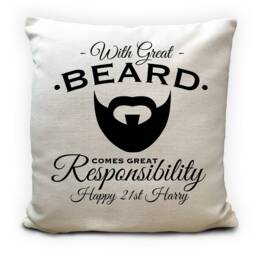Personalised Beard Cushion Cover - Man Gift For Him With Great Phrase High Quality Heavy Material Home Decor 40cm 16 Inches - thumbnail 1