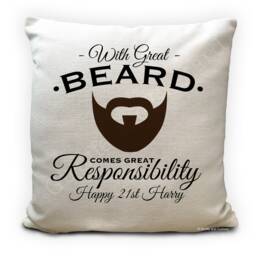 Personalised Beard Cushion Cover - Man Gift For Him With Great Phrase High Quality Heavy Material Home Decor 40cm 16 Inches - thumbnail 3