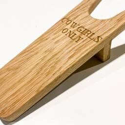 Cowgirls Only- Western Style Oak Boot Jack - Personalised Handmade Pull Bespoke Gift Country - thumbnail 3