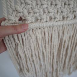 Boho Macrame Wall Hanging Unbleached Cotton, Wood Dowel - thumbnail 2