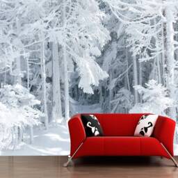 Winter Forest Mural Wallpapers Nature Wall Decals Forest Removable Wallpaper Minimalist Snowy Pine Trees Landscape - thumbnail 3