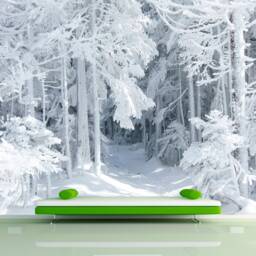 Winter Forest Mural Wallpapers Nature Wall Decals Forest Removable Wallpaper Minimalist Snowy Pine Trees Landscape - thumbnail 2