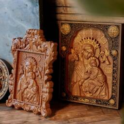 Our Lady Of Perpetual Help Wood Carving Religious Icon Wall Art, Tax Free - thumbnail 4