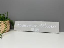 Personalised Wedding Gift - Name Plaque Mr & Mrs Est Date Newlyweds Custom Wall Sign - thumbnail 1