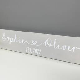Personalised Wedding Gift - Name Plaque Mr & Mrs Est Date Newlyweds Custom Wall Sign - thumbnail 2
