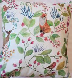 Woodland Multicoloured Cotton Cushion Cover/Pillow - thumbnail 1
