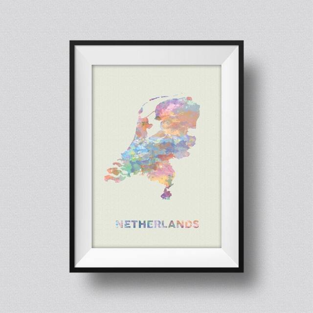 Netherlands Watercolor Map Art Print Ink Splash Poster Canvas