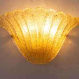 Set Of 2 Elegant Goldish Murano Glass Wall Sconce With Grit, Lamp Made in Italy - thumbnail 2
