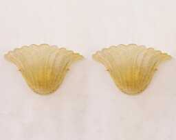 Set Of 2 Elegant Goldish Murano Glass Wall Sconce With Grit, Lamp Made in Italy - thumbnail 1