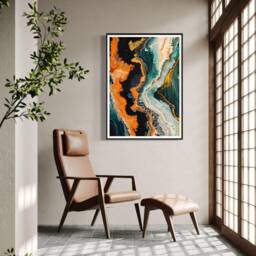 Acrylic Pour Style Abstract Print Fluid Art Marble Effect Painting Cells Contemporary Statement Piece Modern Home Colourful Poster - thumbnail 2