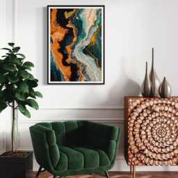 Acrylic Pour Style Abstract Print Fluid Art Marble Effect Painting Cells Contemporary Statement Piece Modern Home Colourful Poster - thumbnail 3