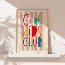 Cool Kids Print, Playroom Prints, Colourful, Wall Art, Nursery Rainbow Girls Bedroom Decor, Boys Retro - thumbnail 3