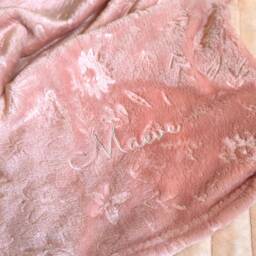 Personalised Baby Blanket Embroidered Name, Embossed Floral Pink Blanket - thumbnail 1