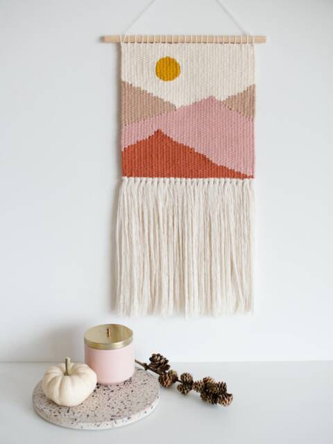 Blush Mountains Wall Hanging /Geometric /Minimal /Woven /Wall Art Tapestry /Nursery Room - image 1