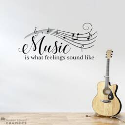Music Is What Feelings Sound Like Wall Decal - Notes Vinyl Art - thumbnail 1