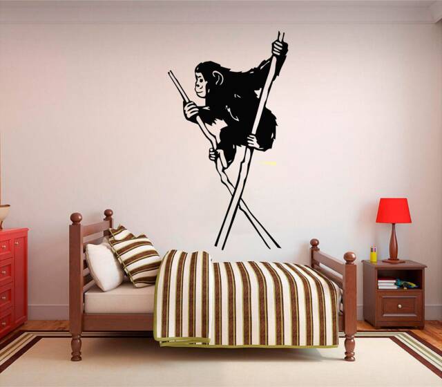 Chimpanzee On Stilts Vinyl Wall Art, Decal, Sticker, Transfer, Mural, Removable, Decor, Rent Friendly, Interior, Exterior, Full - 0595 - image 1