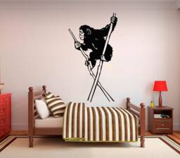 Chimpanzee On Stilts Vinyl Wall Art, Decal, Sticker, Transfer, Mural, Removable, Decor, Rent Friendly, Interior, Exterior, Full - 0595 - thumbnail 1