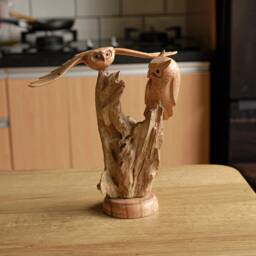 Eagle & Owl Sculpture 8.5 Inch/21 cm, Bird Sculpture, Wooden Carving, Home Decor, Room Personalized Statue, Living - thumbnail 3
