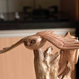 Eagle & Owl Sculpture 8.5 Inch/21 cm, Bird Sculpture, Wooden Carving, Home Decor, Room Personalized Statue, Living - thumbnail 4