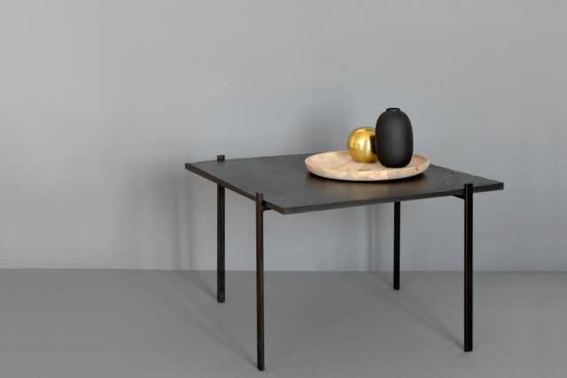 Slate Top Coffee Table Industrial Powder Coated Steel Frame - image 1