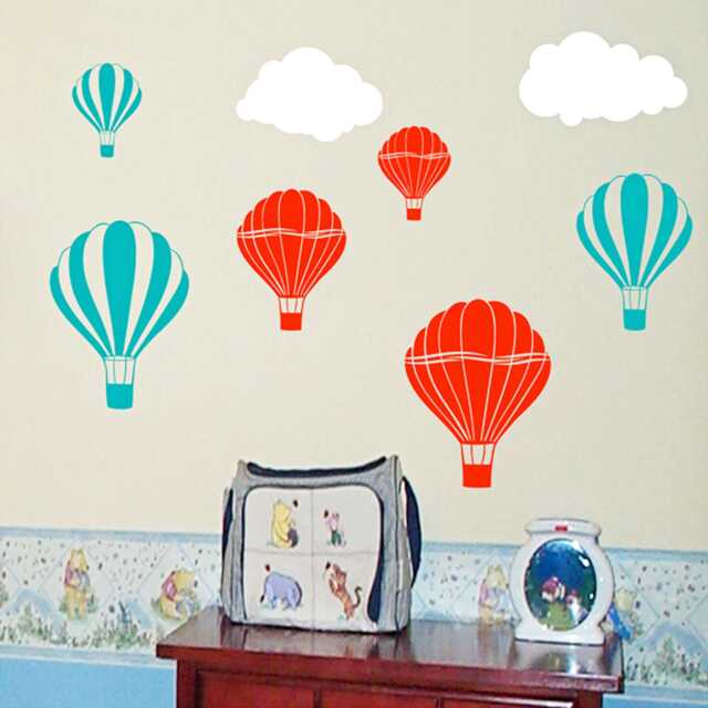 Hot Air Balloon Vinyl Wall Decals Kids Bedroom Decor - image 1