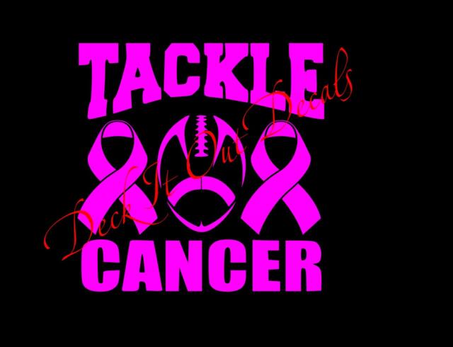 Tackle Cancer With 2 Ribbons & Football Vinyl Window Sticker Decal E00166 - image 1